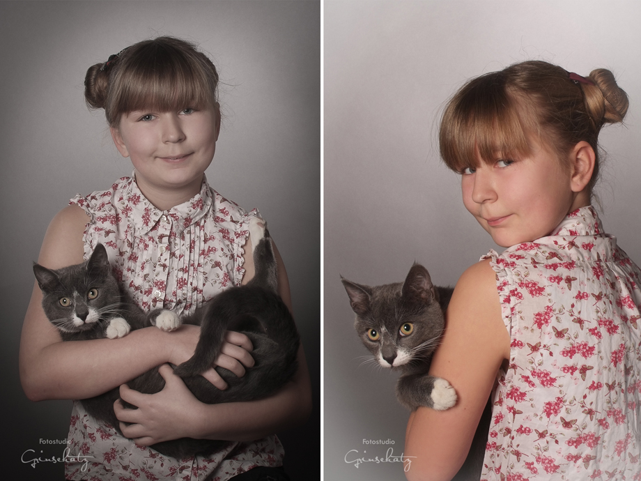 kind und katze kinderfotografie grinsekatz